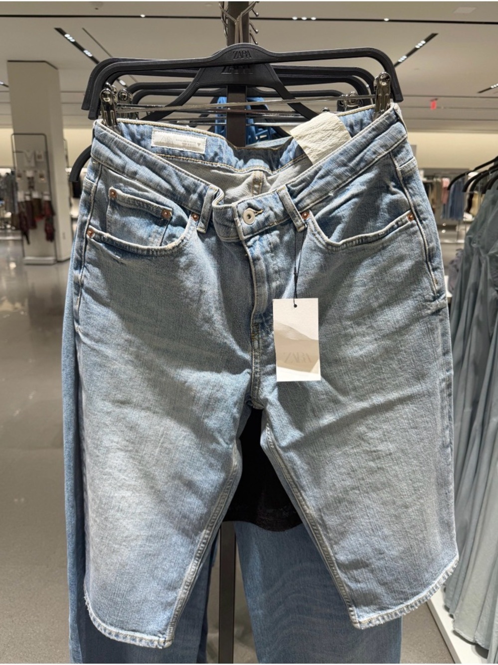 Zara Light Blue Denim Bermuda Shorts